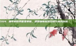 564. 澳甲的财务管理革新，透明度新标准引领行业风向标 💼✍️