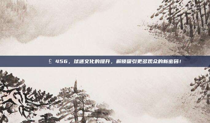 🎉📣 456，球迷文化的提升，解锁吸引更多观众的新密码！  第1张